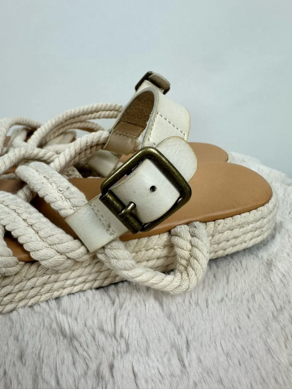 American Eagle Rope Espadrille Sandel Flat Boho Coastal Summer Slingback Sz 8